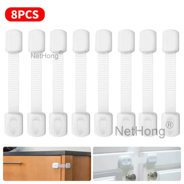 8PCS Kids Toddler Safety Cupboard Locks Cabinet Door Drawer Fridge Pet Safety~