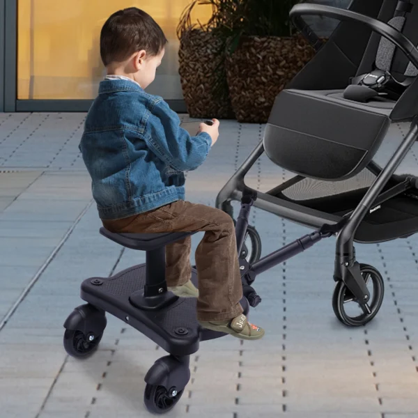 2-in-1 Universal Strollers Step Board Adapter Step Stand Ride-On Pedal with removable Detachable Seat for child aged 3 to 7