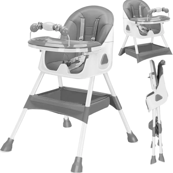 Foldable Baby High Chair 6 Months Plus, with Large Antislip Pad & ToyRack, Easy to Clean Feeding , E500