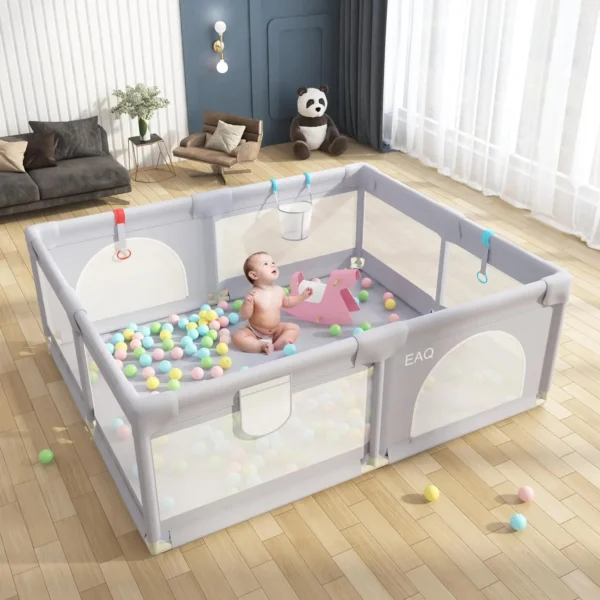 EAQ Baby Playpen,Kids Activity Center with Anti-Slip Base, Sturdy Safety Play Pen Kid's Fence for Infants Toddlers (150x180cm)