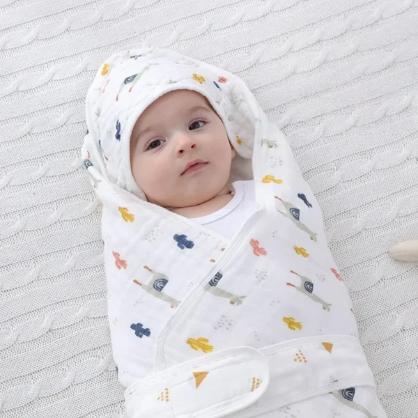 Summer Thin Swaddle Blanket Cotton Baby Wrap Blanket for Newborns Windproof Baby Swaddle Blanket for Outdoors Baby Bath Towel