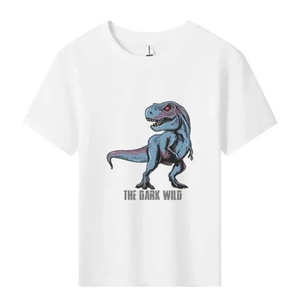 Dinosaur Printing T-shirt Babies Girls O-neck Shirt Fashion Simple Cute Short Sleeve Tops Child Cartoon Clothes 2-8 Years Tee