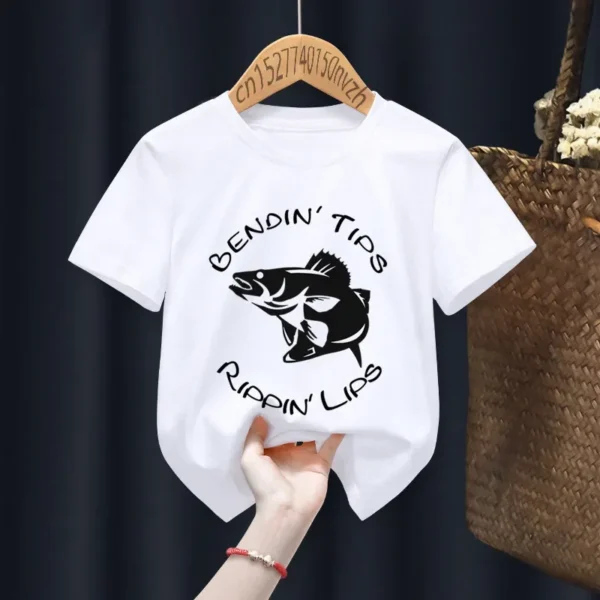 Fishing Funny Boy Girl T-shirts Kid Children Anime Gift Present Little Baby Harajuku Clothes,Drop Ship