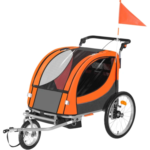 SucceBuy 88/100 lbs Child Bike Trailer Double Seat Carrier Converts to Stroller Foldable Children Bicycle Trailer for Toddlers