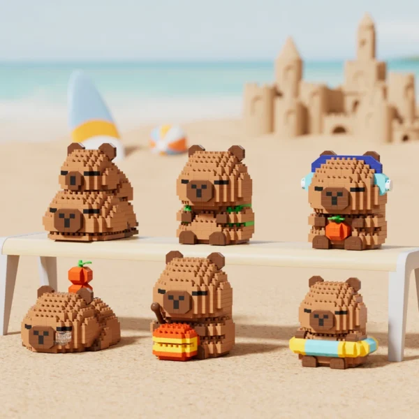 Miniso Capybara Doll Toys Micro Particle Building Blocks Educational Toys DIY Cute Cartoon Figure For Kids Birthday Gifts