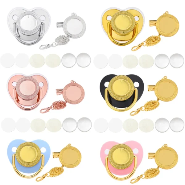 New Blank Baby Pacifier Clip Holder Set Personalized Newborn Dummy BPA Free Infant Nipple Luxury Silicone Teether Baby Soother