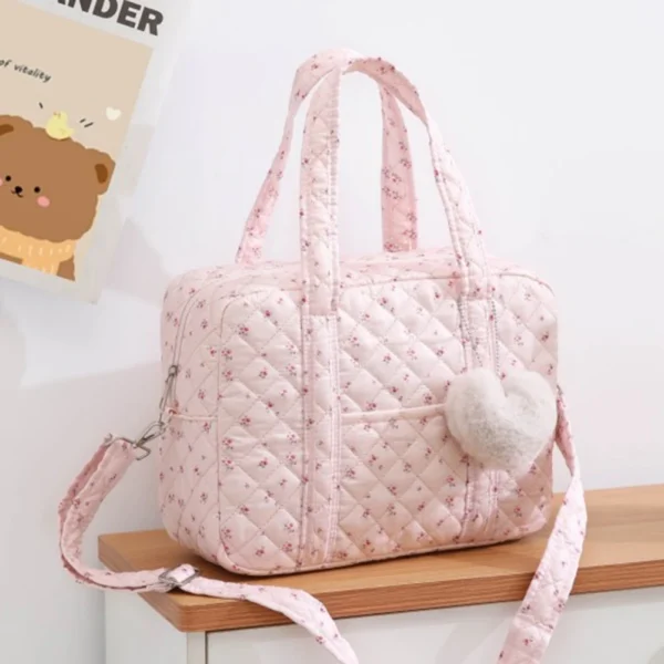 Ins Tote Bag Large Capacity Puffy Lightweight Handbag Floral Printed Quilting Tote Handbag Mother and Baby Bag