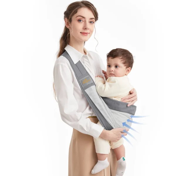 Baby Sling, Adjustable Baby Sling Carrier with Thick Shoulder Straps for Newborn, Infant, Toddler, 0-36 Months (Mesh)