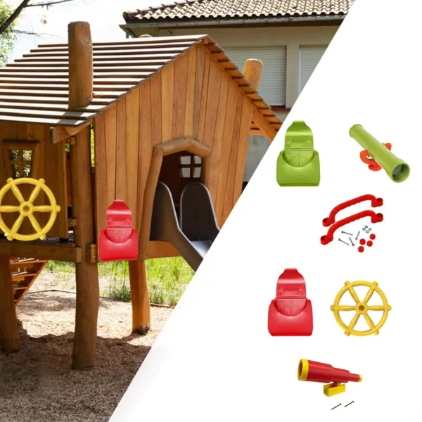 Kids Playground Toy Outdoor Swing Set Mailbox and Telescope Playground Pirate