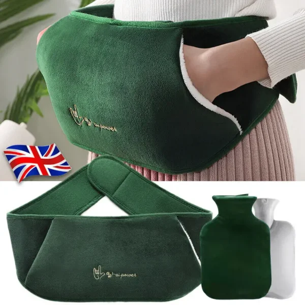 3X 1000ml Hot Water Bottle Bag + Belt Rubber Warm Plush Pouch Waist Cover Belt