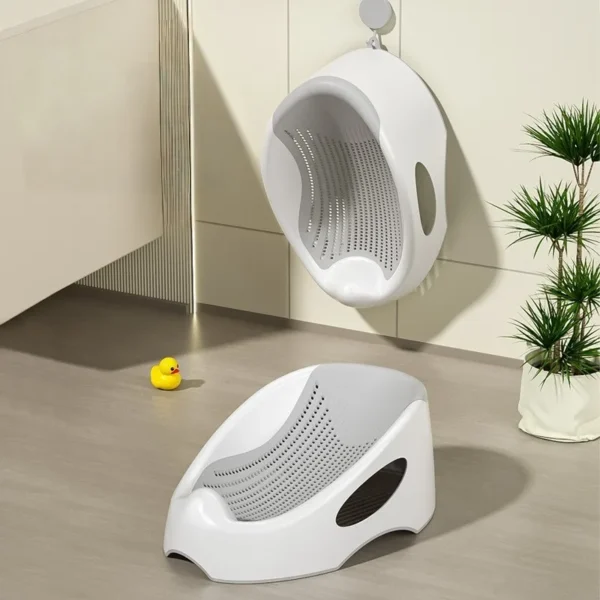 Soft Touch Baby Bath Tub Silicone Mesh Support Non Slip Base Newborn Foot Bath Bucket Bathroom Grey UK